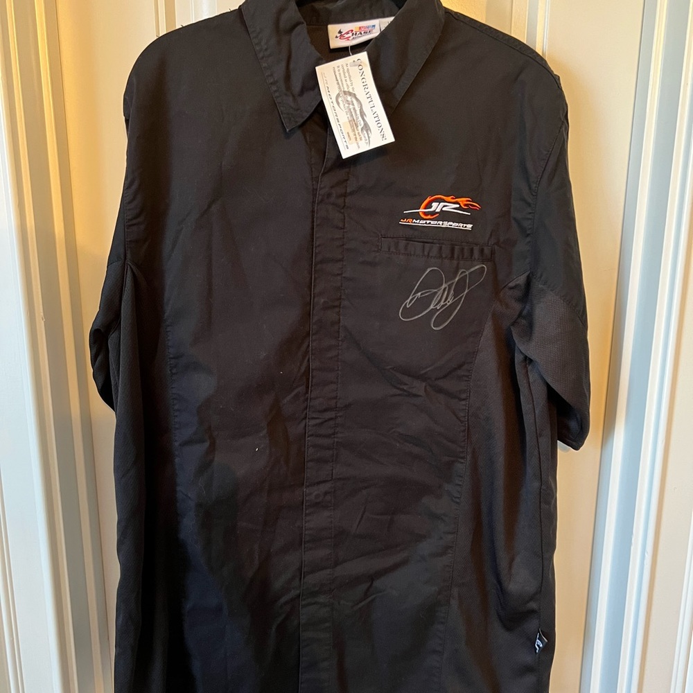 Dale Earnhardt Jr motorsports SIGNED Shop Shirt NASCAR HALL OF FAMER JRM COA